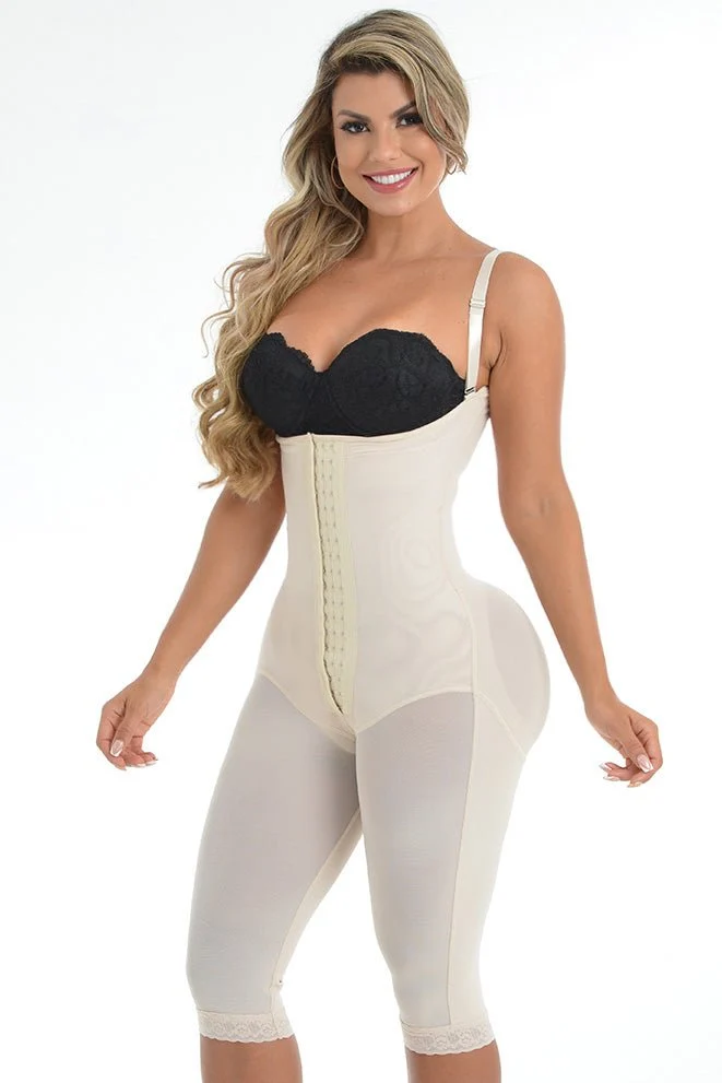 FAJA DE PIERNA LARGA TIRANTE AJUSTABLE CON 3 FILAS DE BROCHES Y REALCE INVISIBLE FANTASTIC FP1304 - Beige