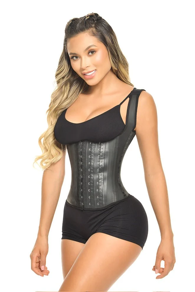 Chaleco de Látex Talle Corto Control Fuerte para Moldear Abdomen y Cintura | Bella Michell F2027S - Negro
