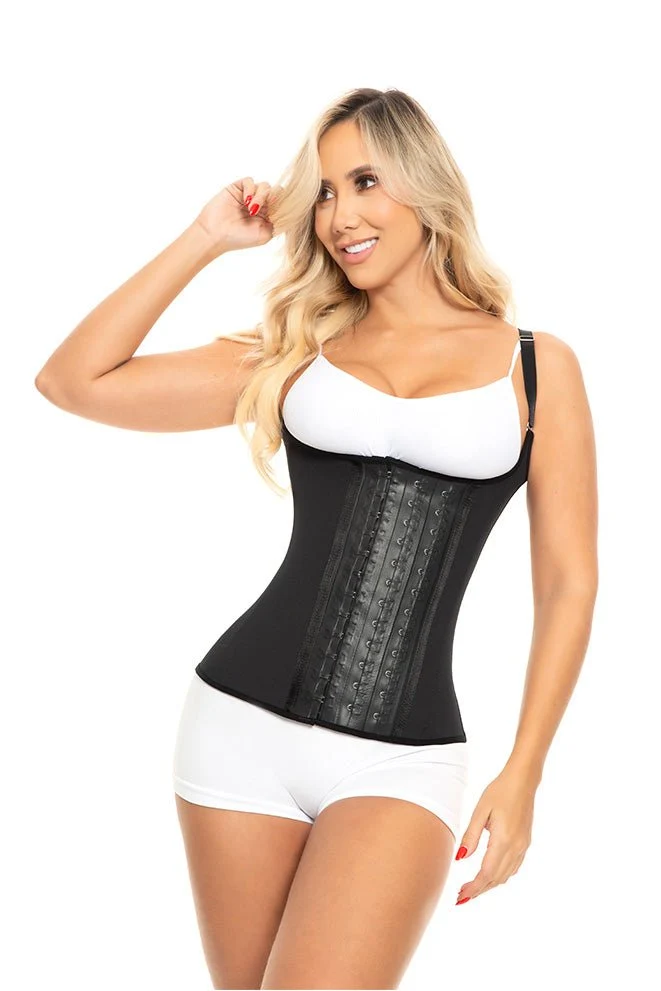 NEGRO SEMICHALECO DE LÁTEX FORRADO TALLE LARGO FL2029 - Negro