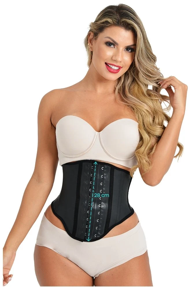 FAJA CINTURILLA EXTRA CORTO LÁTEX 3 FILAS DE BROCHES BBL - Negro