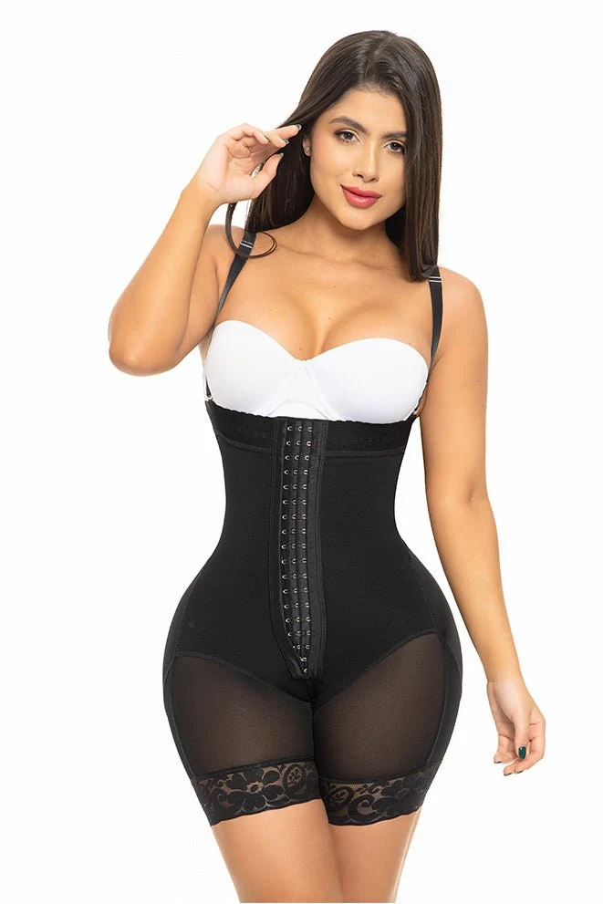 FAJA SHORT ESTRAPLE Y 3 FILAS DE BROCHES REALCE INVISIBLE FANTASTIC FP1533 - Negro