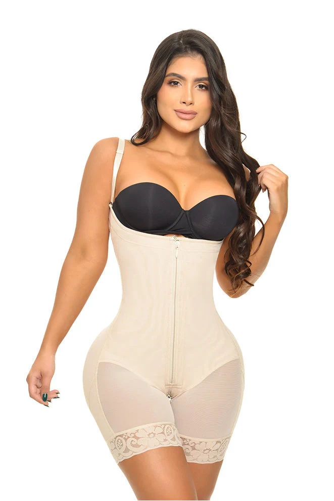 FAJA SHORT TIRANTE AJUSTABLE Y AJUSTE EN CIERRE CON REALCE INVISIBLE FANTASTIC FP1501 - Beige