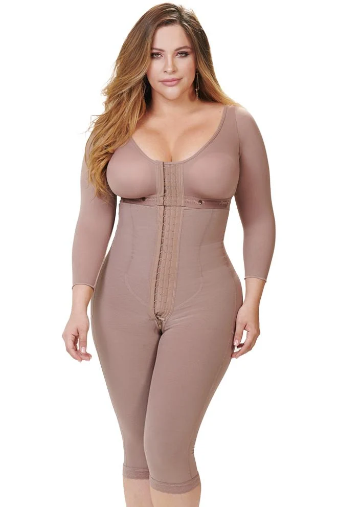 FAJA DE PIERNA COMPLETA CON BRASIER Y MANGAS CON 3 FILAS DE BROCHES REALCE MAGIC *OFERTA FINAL* FP6015 - Cocoa