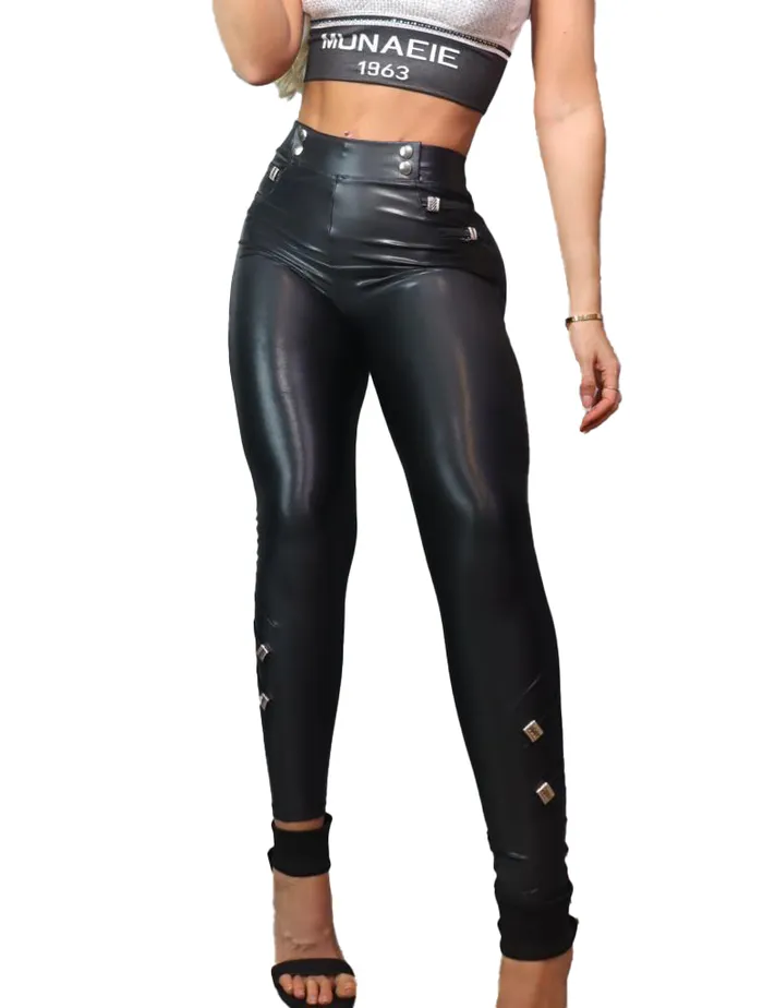 Legging Brandfit Efecto Cuero BQ80 Herraje Pasador