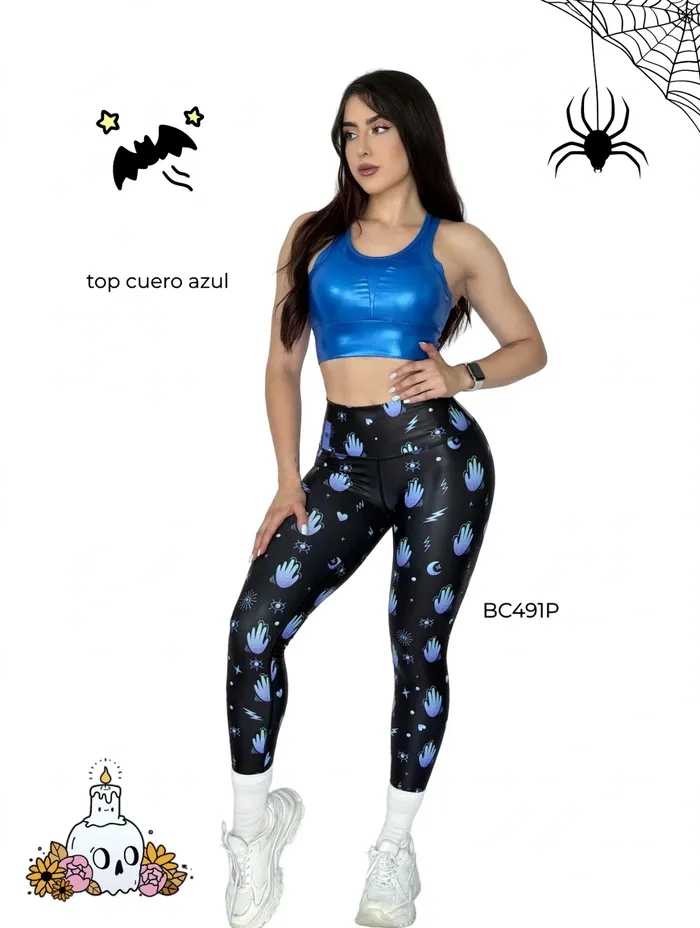 Top Brandfit Efecto Cuero Cuero Azul