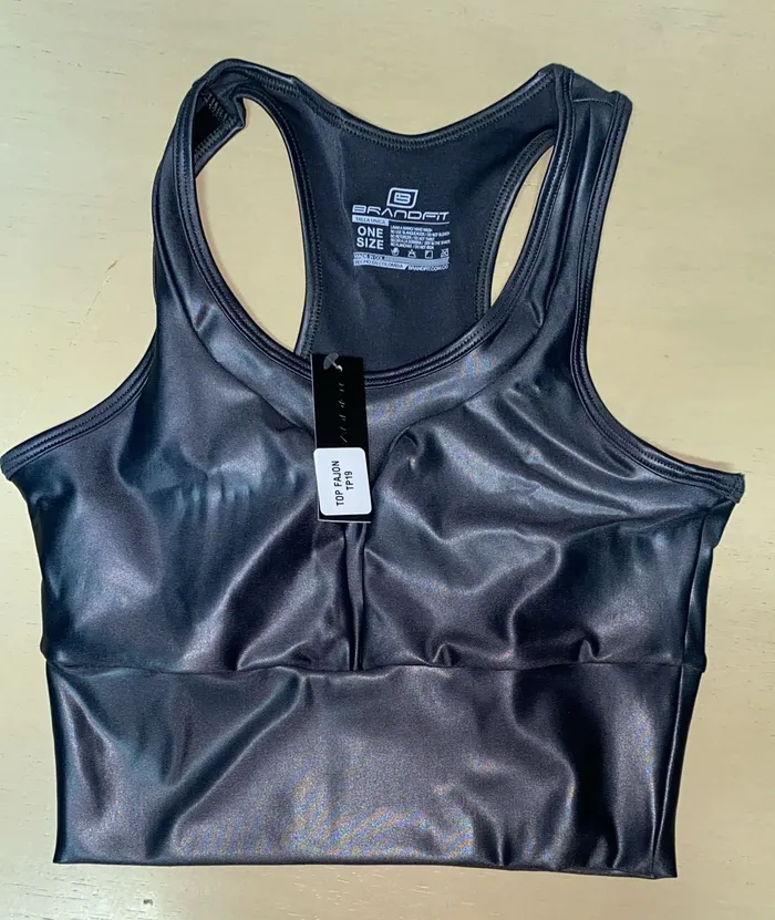 Top Brandfit Efecto Cuero Gris Oscuro
