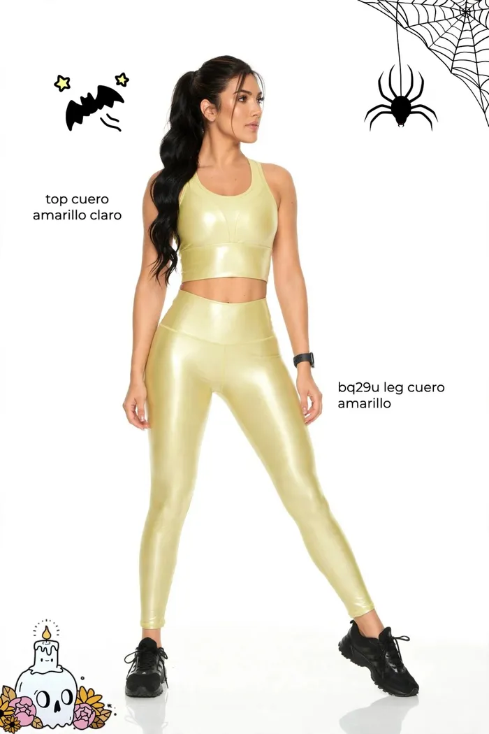 Top Brandfit Efecto Cuero Cuero Amarillo Claro
