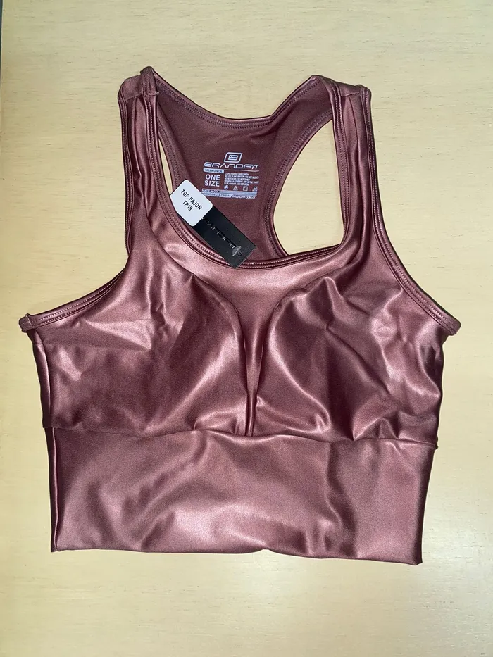 Top Brandfit Efecto Cuero Cuero Cafe