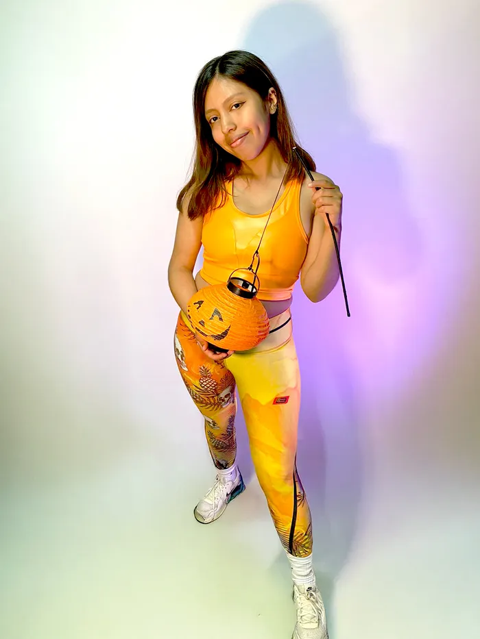 Top Brandfit Efecto Cuero Naranja Neon