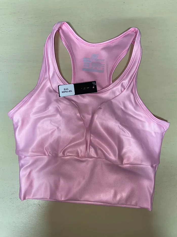 Top Brandfit Efecto Cuero Cuero Rosado