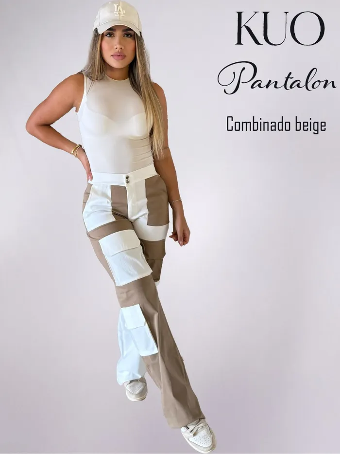 Pantalón KUO Combinado Beige