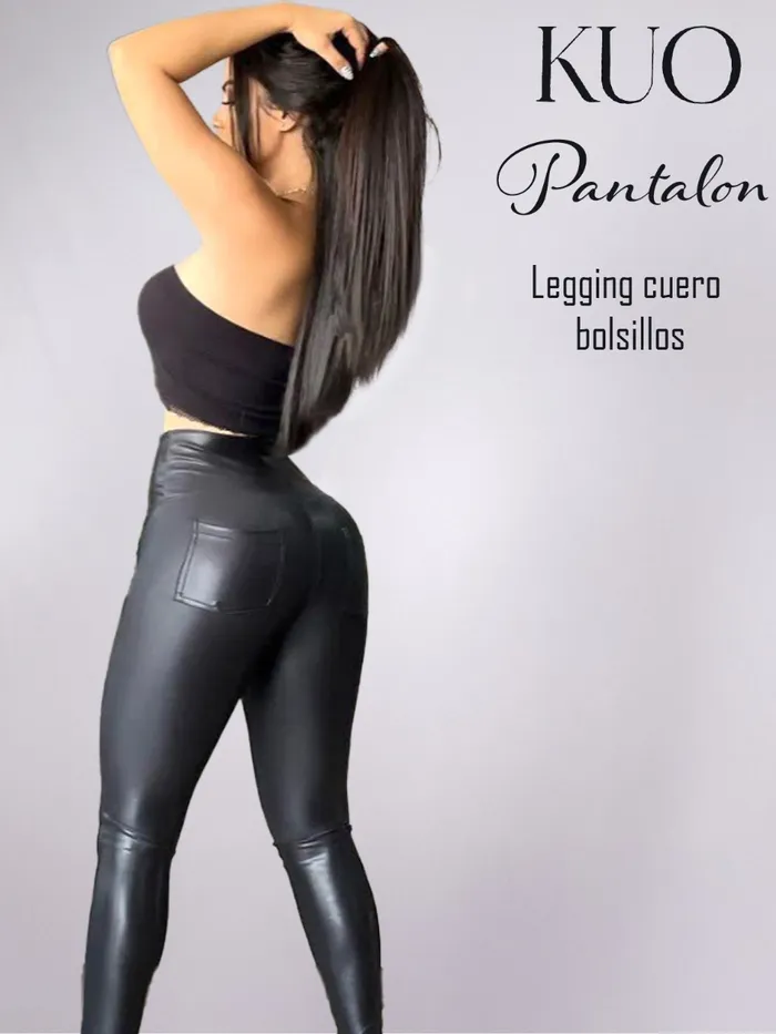 Pantalón KUO Legging Cuero Bolsillos