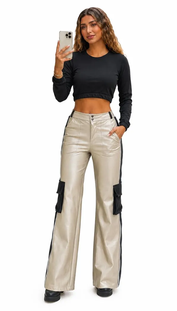 Pantalón KUO Combinado Dorado