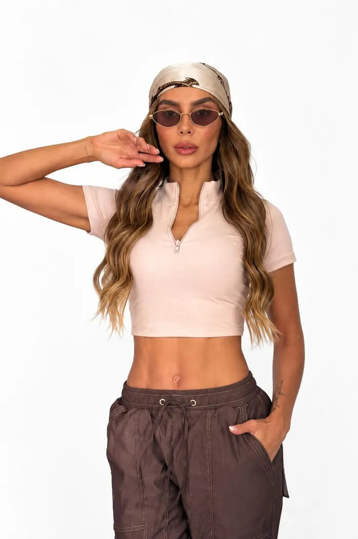 Blusa KUO Top Cierre Beige
