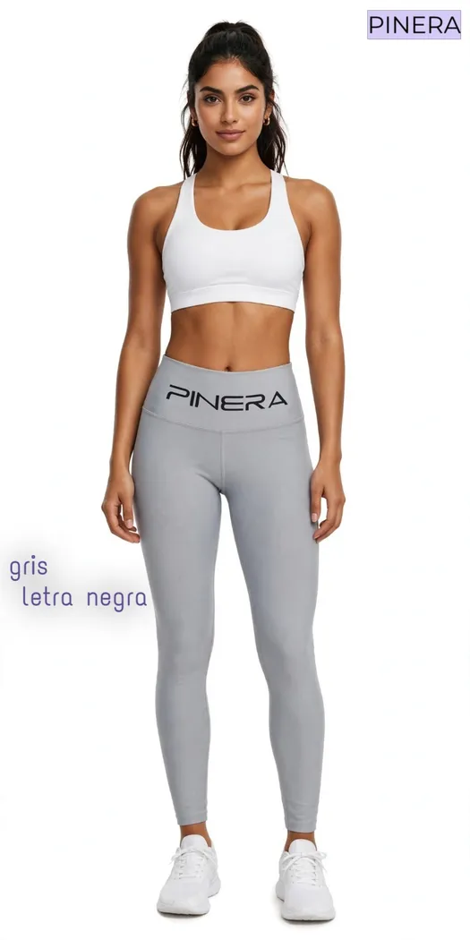 Legging Pinera Gris Letra Negra