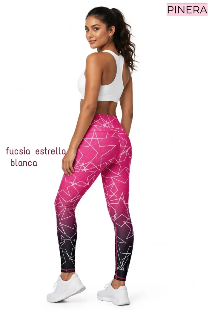 Legging Pinera Fucsia Estrella Blanca