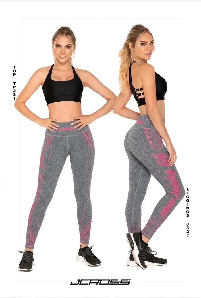 Legging JCross LJ05 Gris con Rosa Unitalla
