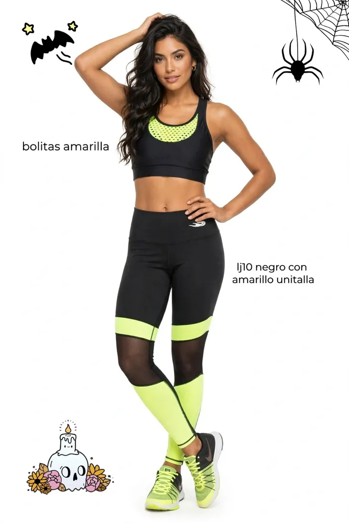 Legging JCross LJ10 Negro con Amarillo Unitalla