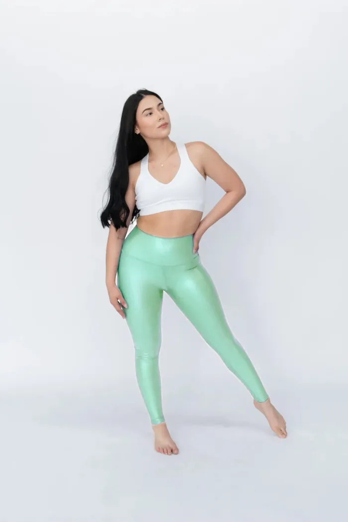 Legging Brandfit Efecto Cuero Verde Pistache SIN CIERRE