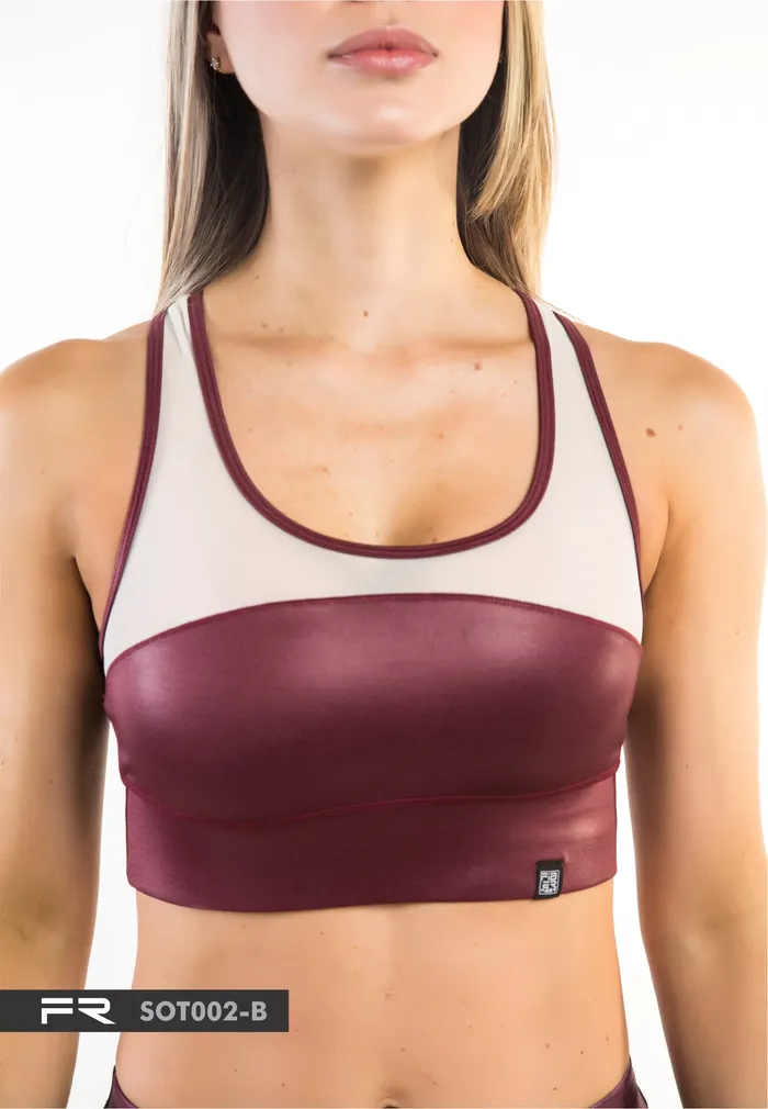 Top Fiber Tinto Malla Blanca