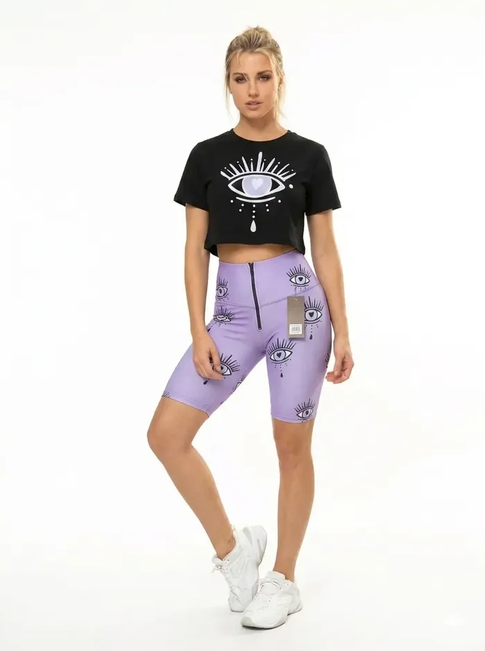 Short Brandfit Biker Ojo Turco con Cierre Morado