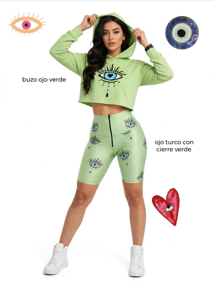 Short Brandfit Biker Ojo Turco con Cierre Verde