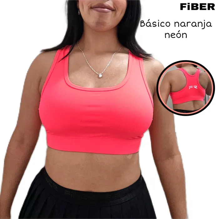 Top Fiber Basico Naranja Neon