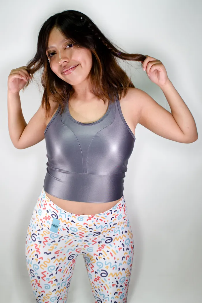 Top Brandfit Efecto Cuero Leather Gris