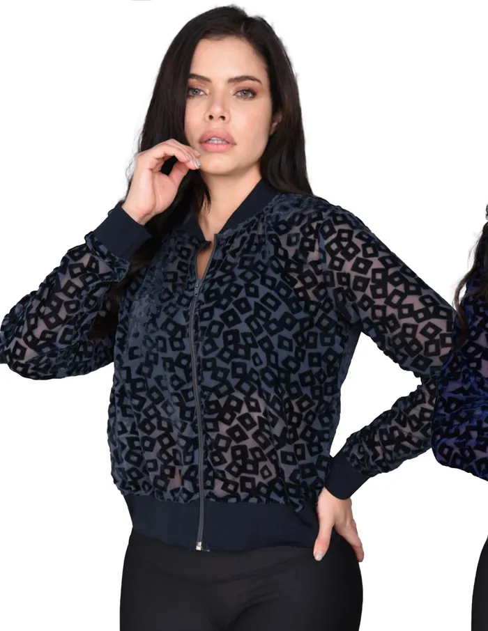 Chamarra Brandfit DETALLES TERCIOPELO GRIS