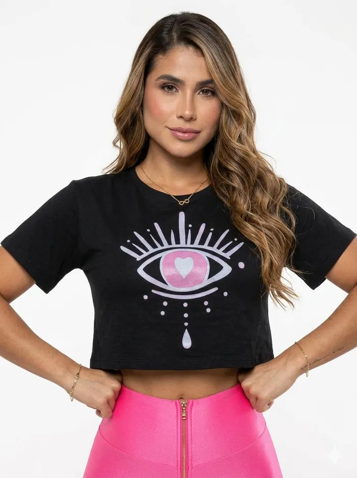 Blusa Brandfit OJO TURCO ROSA CON NEGRO