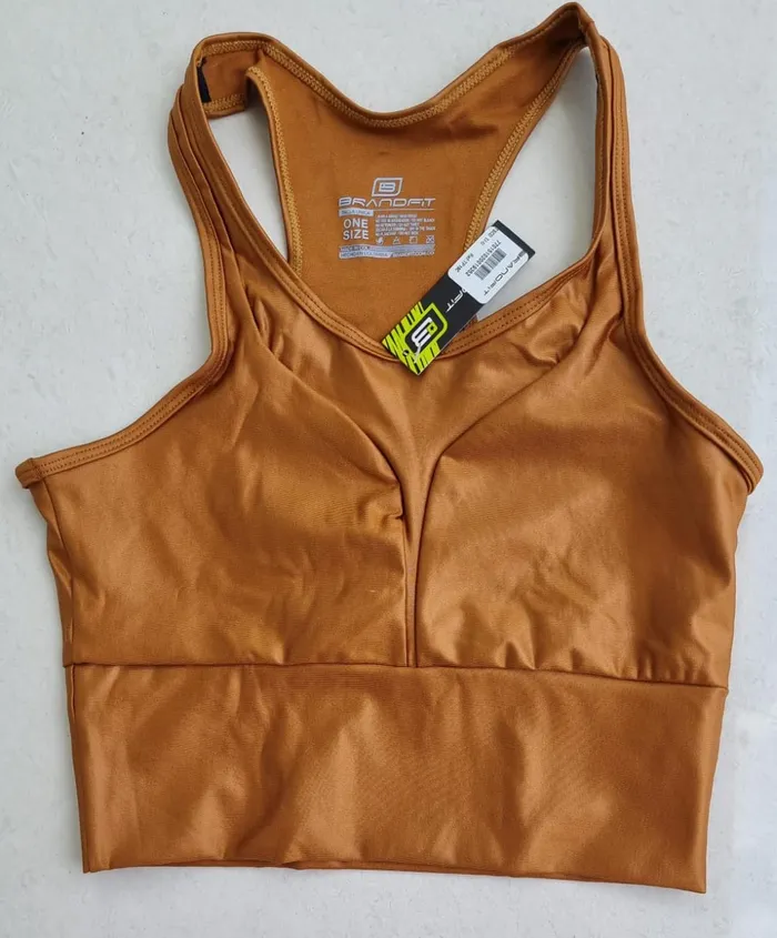Top Brandfit Efecto Cuero Cafe Caqui