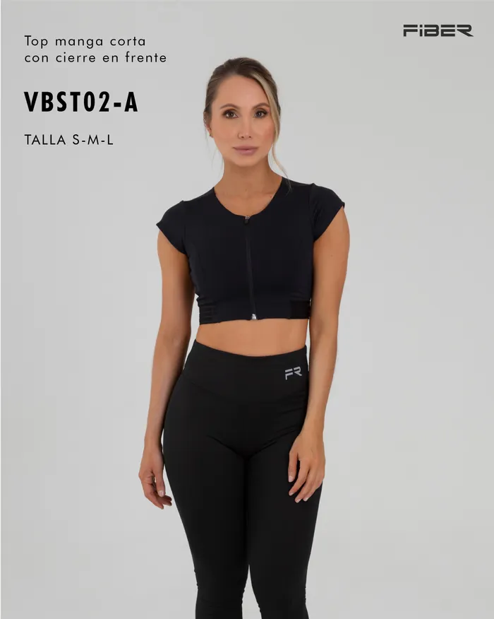 Top Fiber Vibes VBST02A NEGRO Manga Corta Cierre